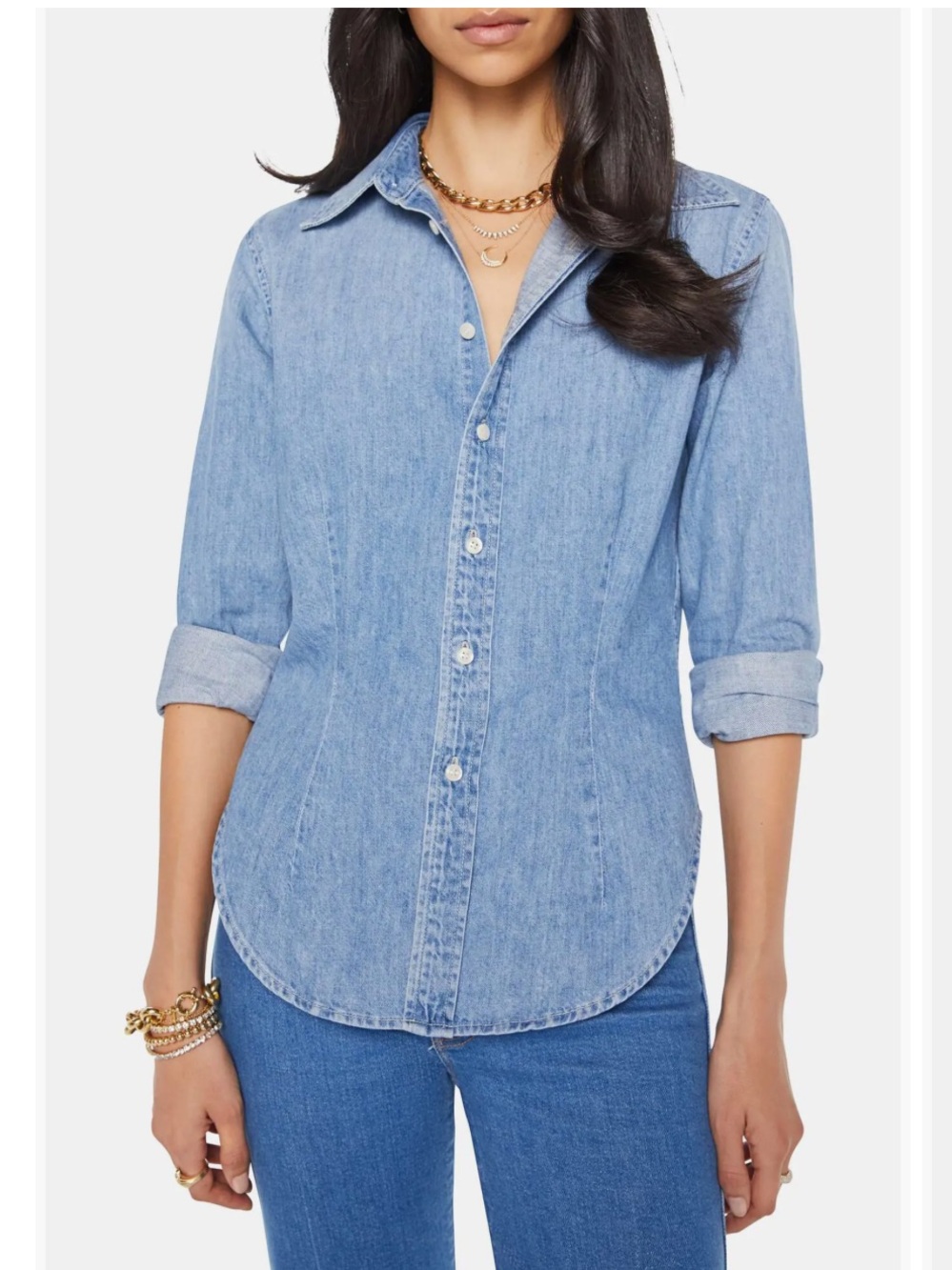 Mother Itty Bitty Pinchie Frenchie Button Down Size M NWT
